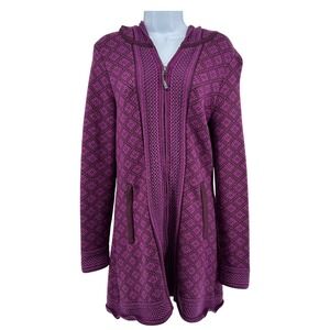 Athleta Spooner Summit Hooded Longline Zip Front Cardigan Sweater Womens S Cozy